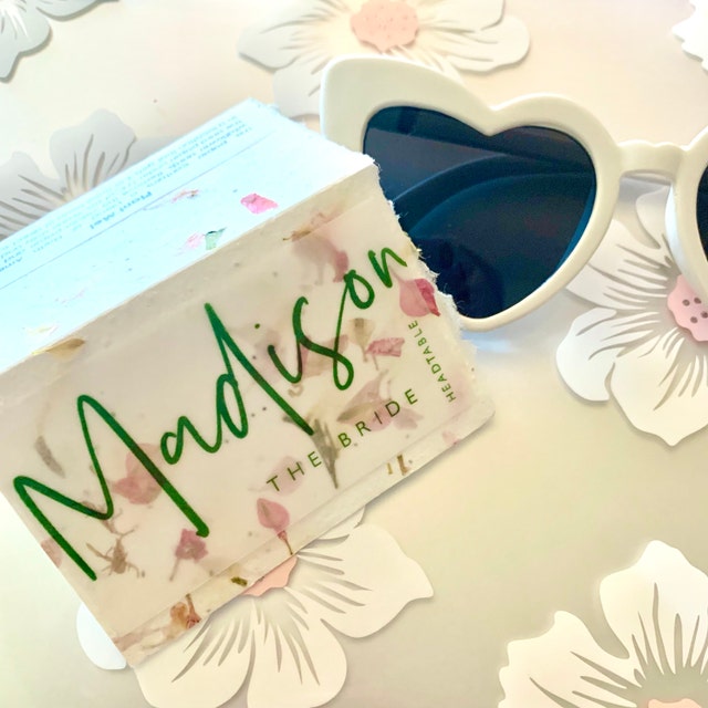 wedding place card on seed paper - the bride