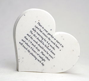 planting instructions on seed paper heart